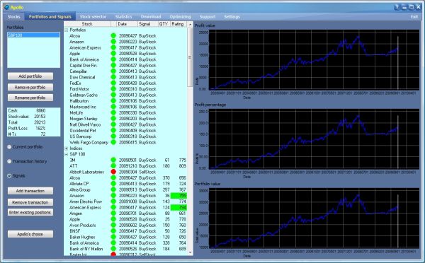 Portfolio screen